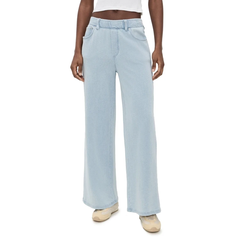 Z Supply Entougage Knit Denim Pants Ocean Air Indigo L