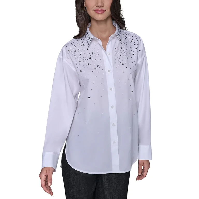 Karl Lagerfeld Paris Embellished Poplin Blouse