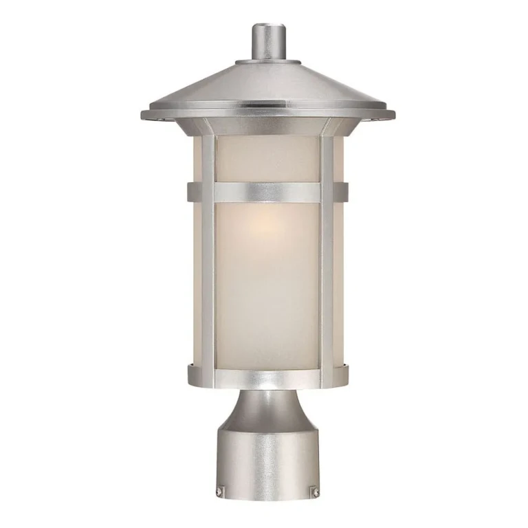 Brushed Silver One Light Post Mount from the Phoenix Collection