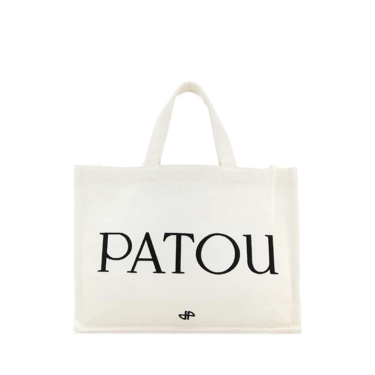 Patou Black Canvas Shopping Bag Exterior: Cotton Borse A Mano - Women