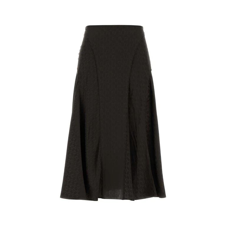 Fendi Embroidered Silk Skirt Dark Brown-25 Exterior: Gonne - Women