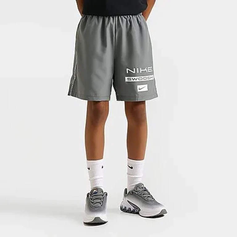 Nike Big Kids Multi Dri-FIT Woven Shorts in Smoke Grey Size: Small