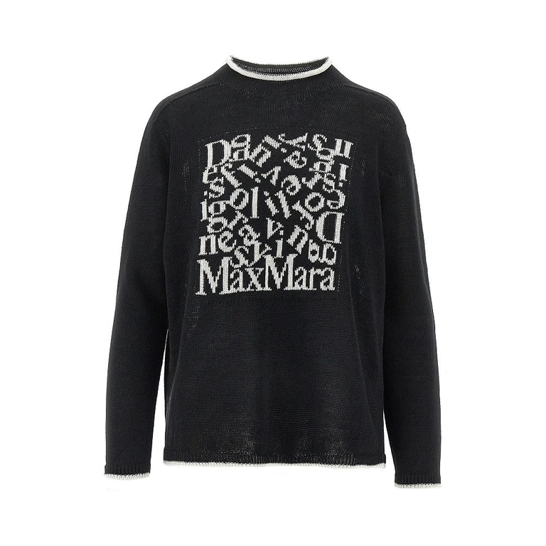 MAX MARA S Logo intarsia linen sweater Woman M