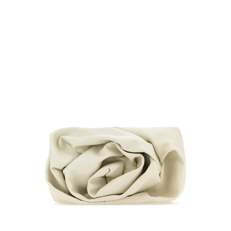 Ivory Nappa Leather Rose Clutch Almond - Women