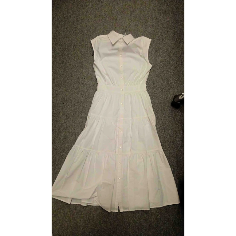 Michael Kors Poplin Midi Shirt Drs White Organic Cotton Dress - Women