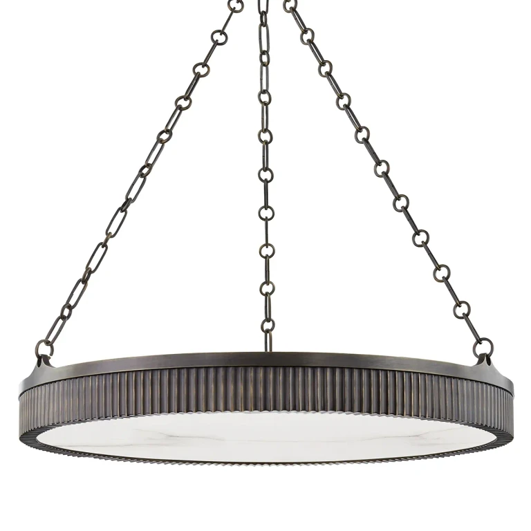 Distressed Bronze Eight Light Pendant from the Lynden Collection