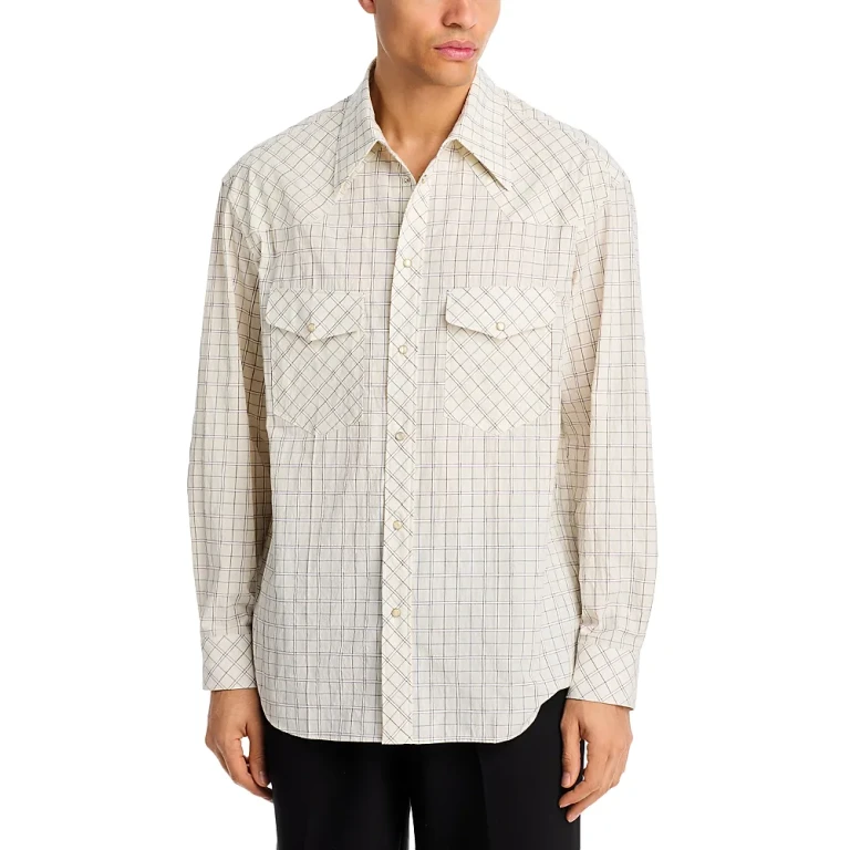 Lemaire Western Check Snap Button Shirt