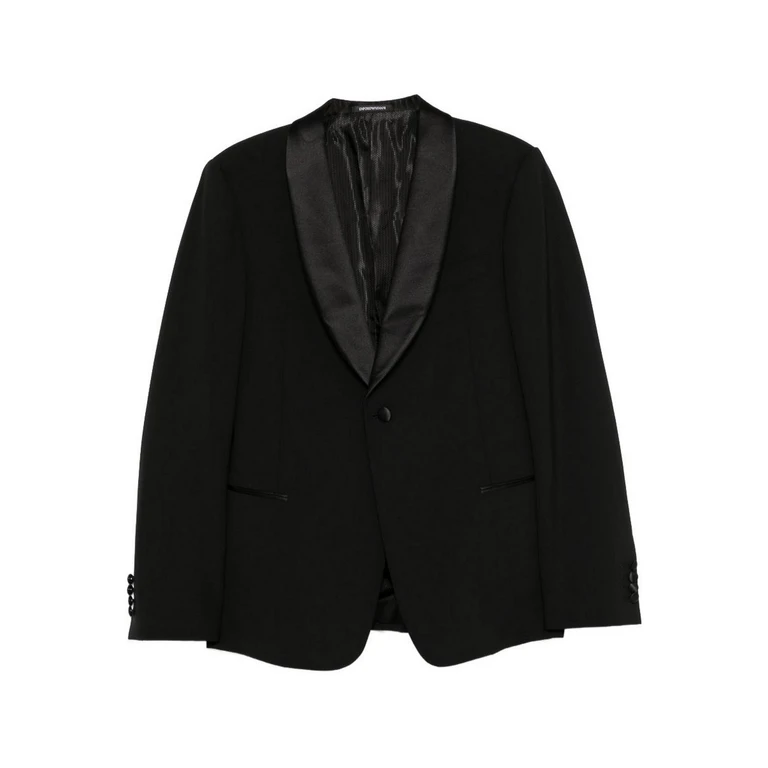 Emporio Armani Black Single-breasted Suit With Shawl Lapel In Wool For Men