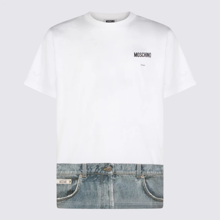 Moschino T-Shirts And Polos White _100 % Co - Men