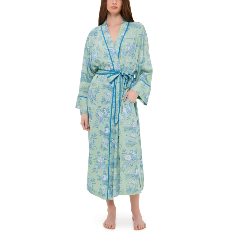 Printfresh Satin Robe Sea Foam S/M