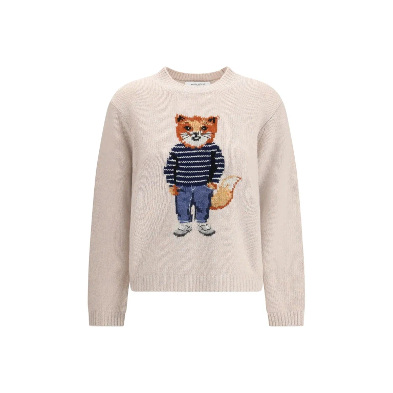 Maison Kitsuné Pull Col Rond - Beige