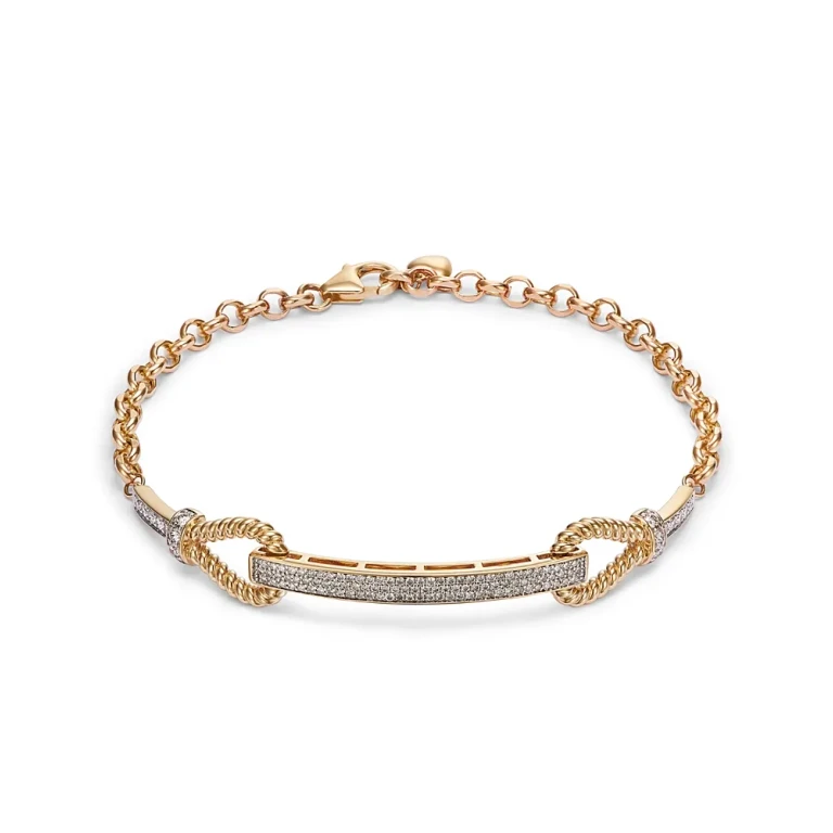Diamond Bar Chain Bracelet in 14K Yellow Gold, 0.85 tcw