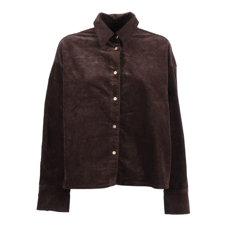 7 For All Mankind Nina Cropped Shirt Corduroy Coffee Bean