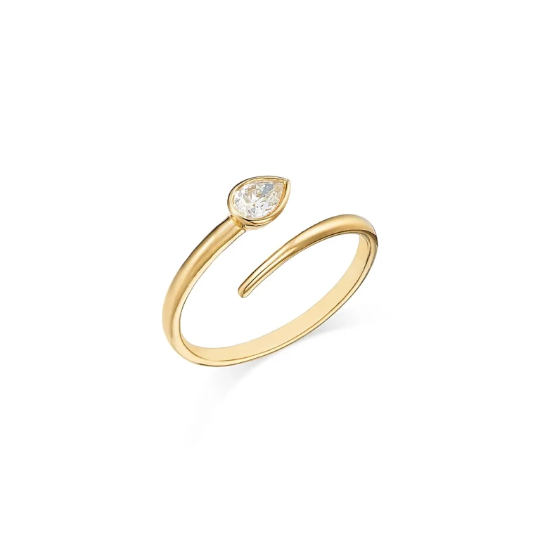 Diamond Bypass Ring in 14K Yellow Gold, 0.24 tcw