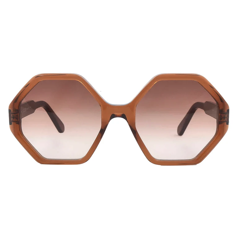Ferragamo Brown Gradient Geometric Ladies Sunglasses SF1070S 210 55