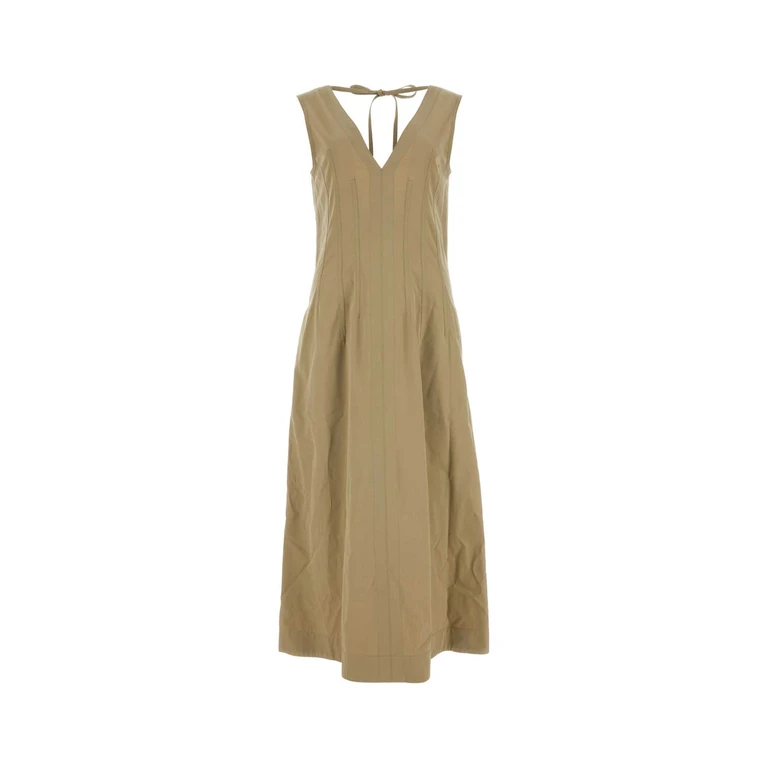 Bottega Veneta Cappuccino Cotton Blend Dress Sabbia Abiti - Women