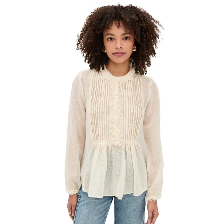 Ulla Johnson Adriel Long Sleeve Tunic Blouse Cowrie 8