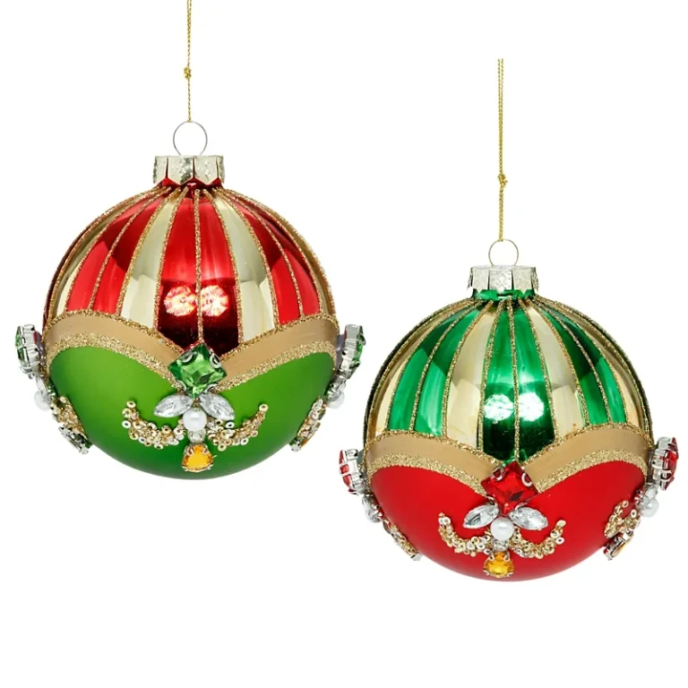 Mark Roberts Jeweled Stripes Ball Ornaments, Set of 6