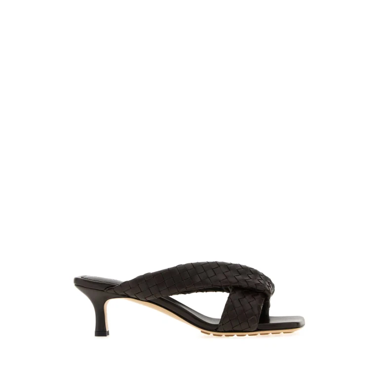 Bottega Veneta Dark Brown Leather Riva Mules Fondant Sandali - Women