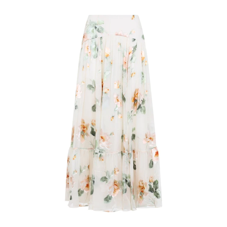 Zimmermann Carousel Burnout Midi Skirt Nude & Neutrals Viscose - Women