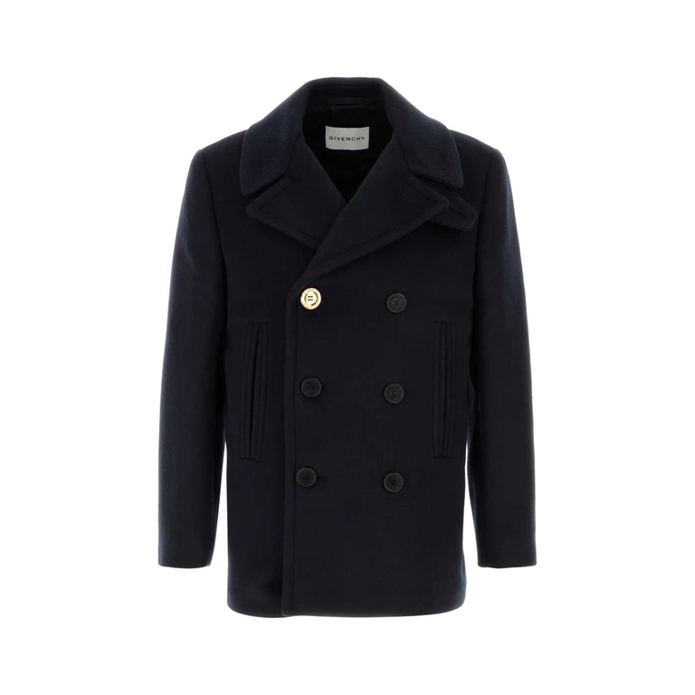 Givenchy Midnight Blue Wool Coat Darkblue Cappotti - Men