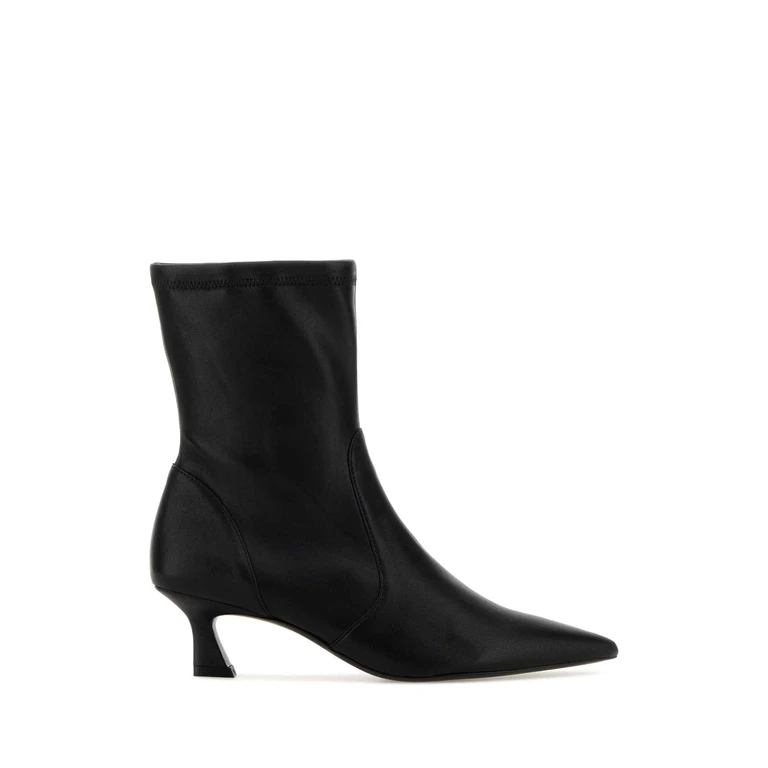 Stuart Weitzman Black Leather Vinnie Ankle Boots