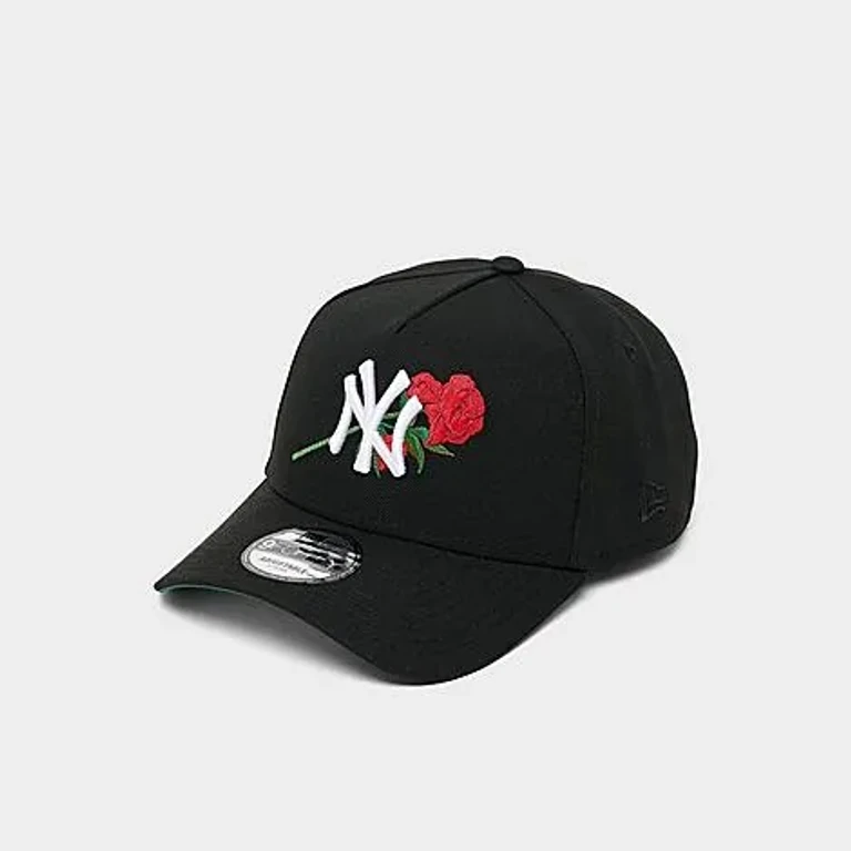 New Era New York Yankees MLB Rose 9FORTY A-Frame Snapback Hat in Black/White/Red