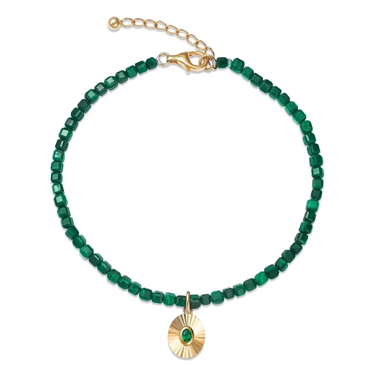 Emerald Stackable Bead Sunbeam Charm Bracelet