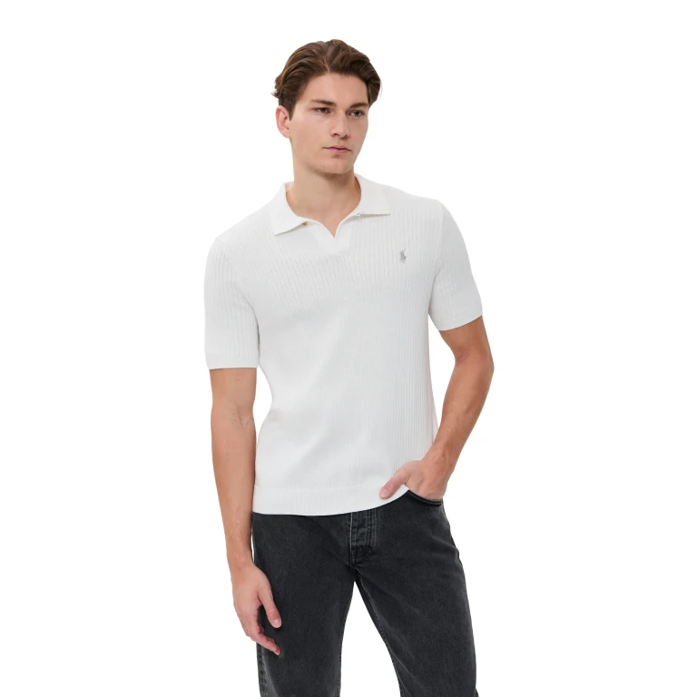 Polo Ralph Lauren Cotton Johnny Collar Polo Sweater Deckwash White XL