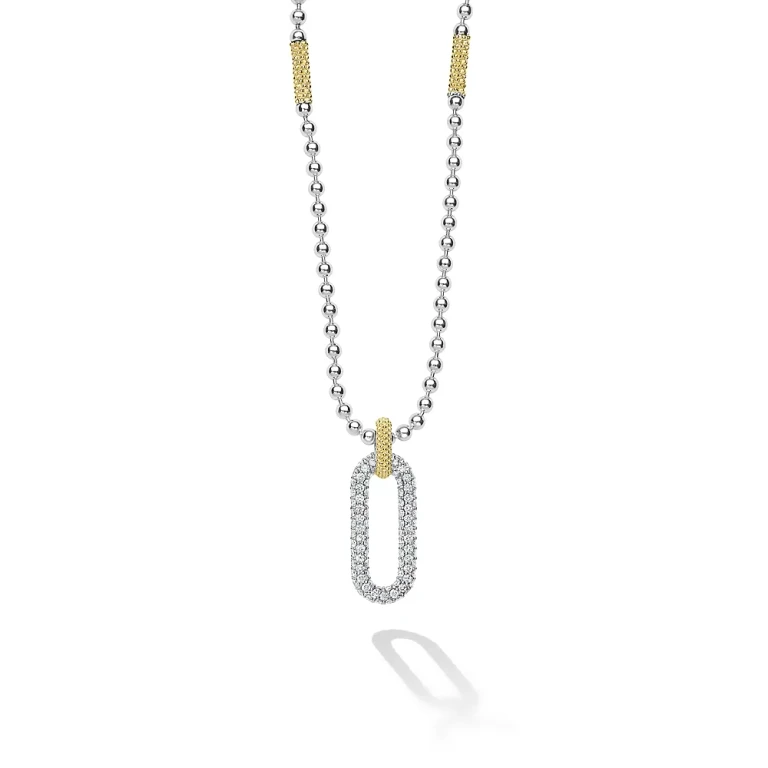 Lagos 18K Yellow Gold & Sterling Silver Caviar Lux Diamond Clip Pendant Necklace, 16-18 - Exclusive