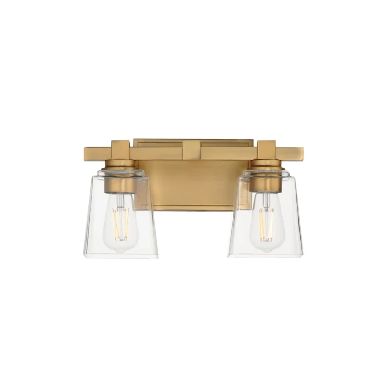 Natural Aged Brass Two Light Wall Sconce from the Cubos Collection