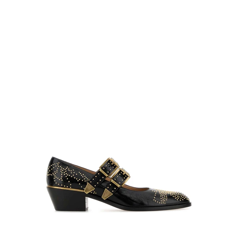 Chloé Black Leather Susan Pumps Scarpe Con Tacco - Women
