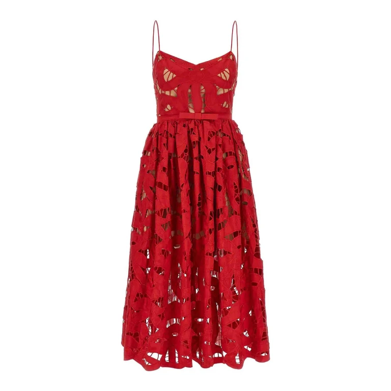 Vestido a la rodilla Self-Portrait - Rojo