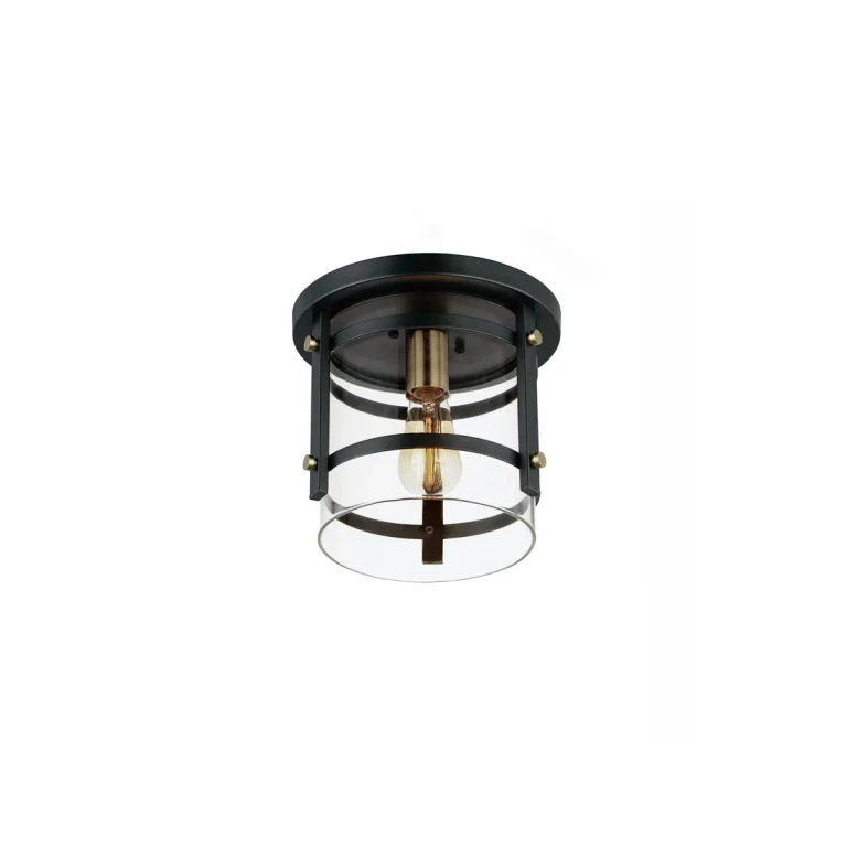 Black Antique Brass One Light Flush Mount from the Capitol Collection