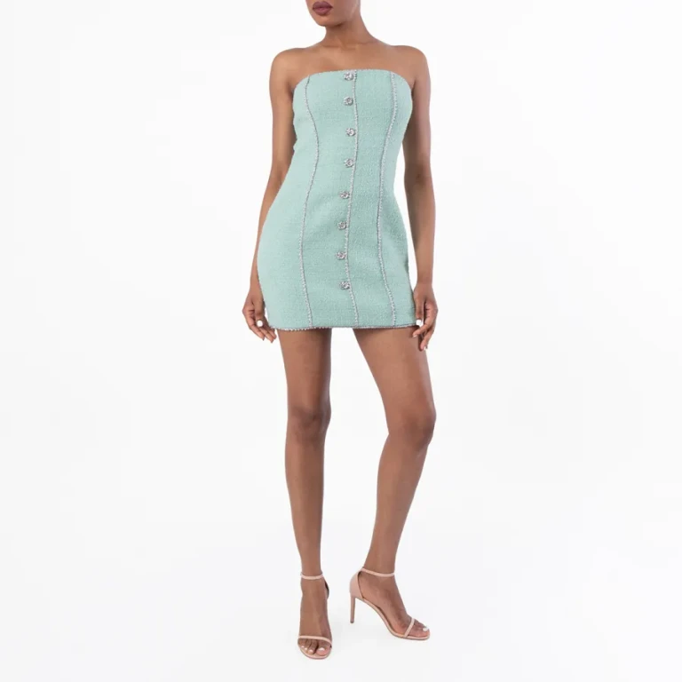 Rotate Boucle Strapless Mini Dress
