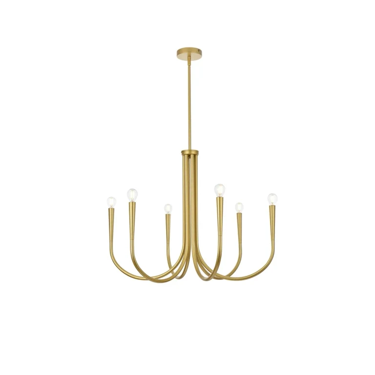 Brass Six Light Chandelier from the Layne Collection