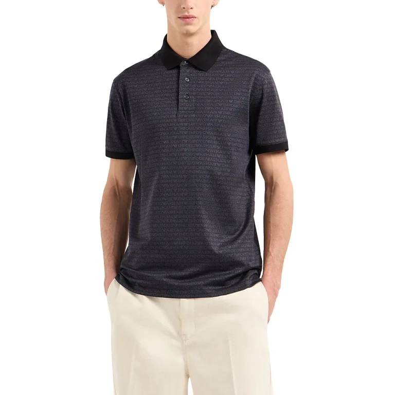 Emporio Armani Jacquard Logo Lettering Polo Shirt
