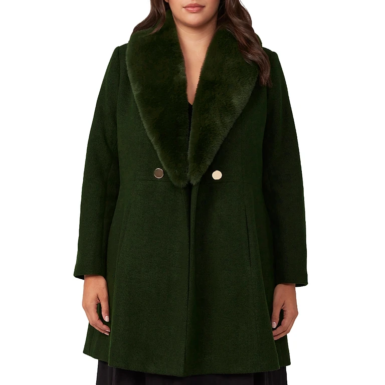 Estelle Plus Grammys Faux Fur Trimmed Coat