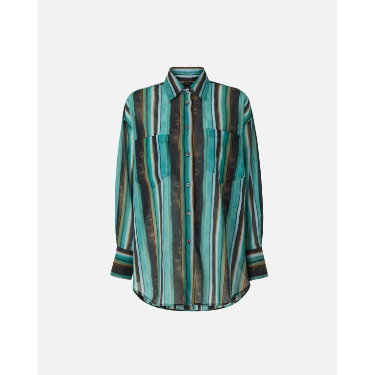 Pinko - Chemise en coton à rayures façon coups de pinceau
