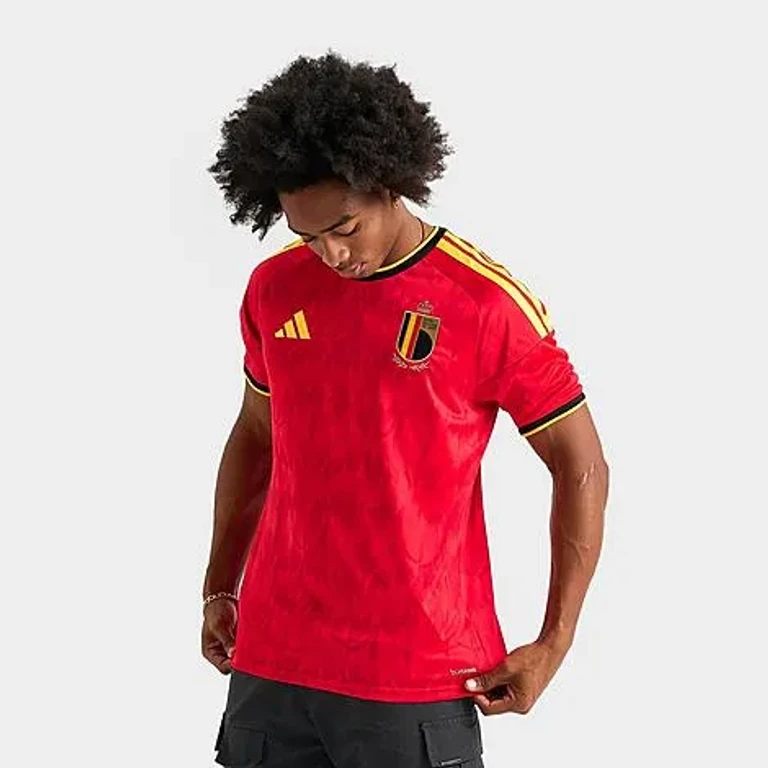adidas Men's Belgium Home Replica Soccer Jersey in Red/Bold Gold Size: Small