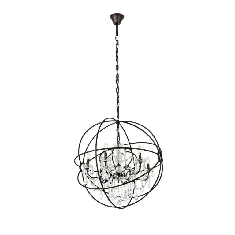 Dark Bronze Six Light Chandelier from the Geneva Collection