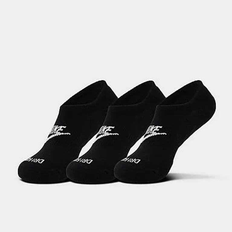 Nike Everyday Plus Cushioned Footie Socks (3-Pack) in Black/White Size: Medium