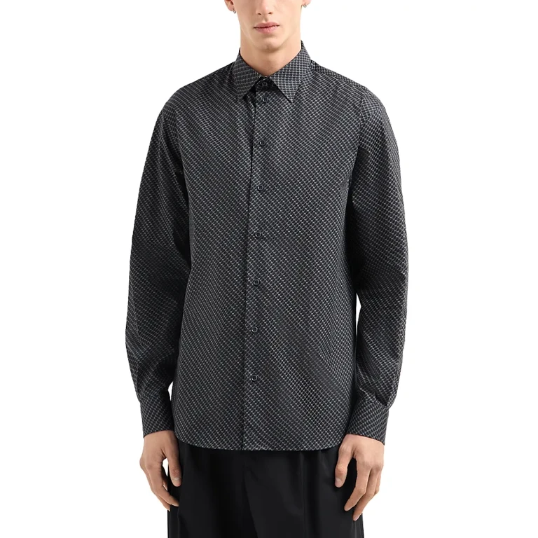 Emporio Armani Regular Fit Geometric Pattern Sport Shirt