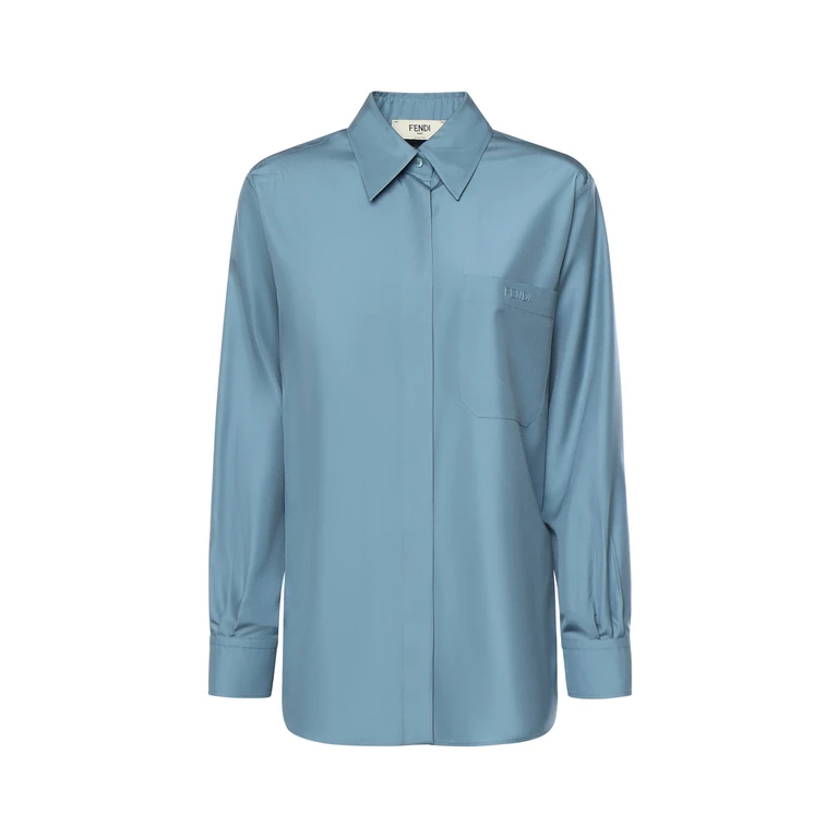 Fendi Shirts Blue Silk - Women