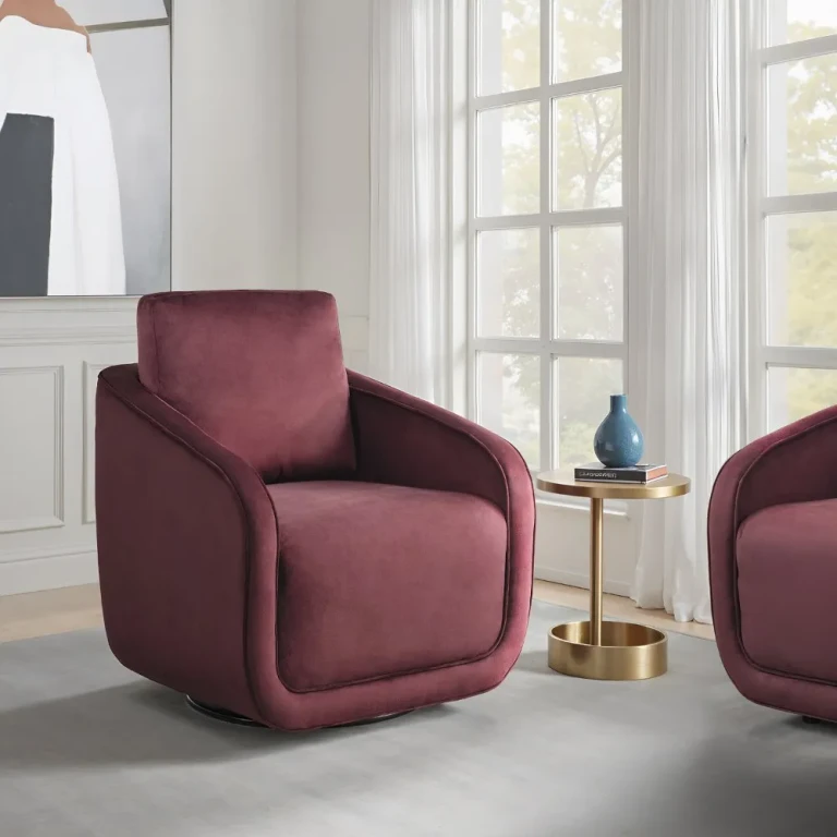 Eliza Plum Velvet Swivel Accent Chair