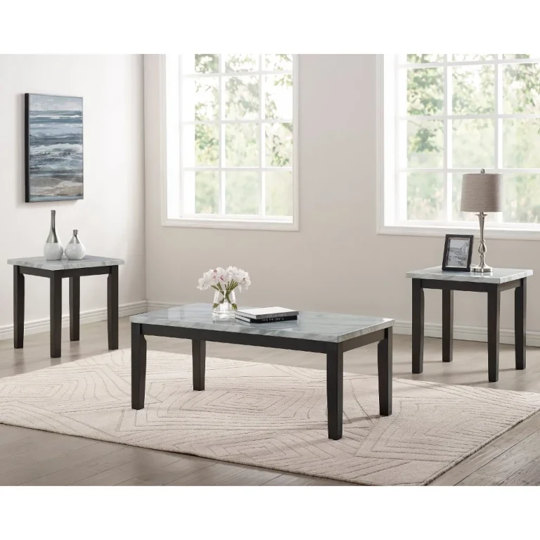 Korlyn White and Brown 3 Piece Coffee Table Set