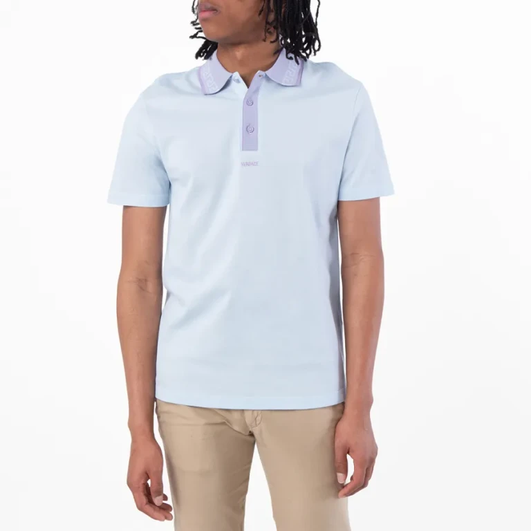 Versace Greca Collar Cotton Polo Shirt