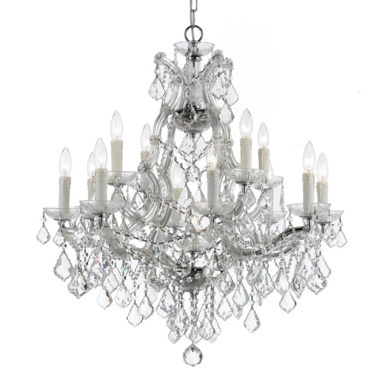 Maria Theresa 13-Light 27" Traditional Chandelier in Polished Chrome with Clear Italian Crystals