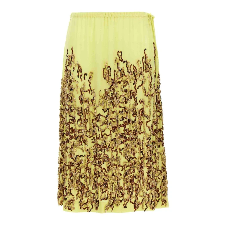 Dries Van Noten Jupe Midi - Jaune