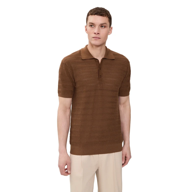 Frescobol Carioca Vidal Cotton Button Up Polo Brown XL